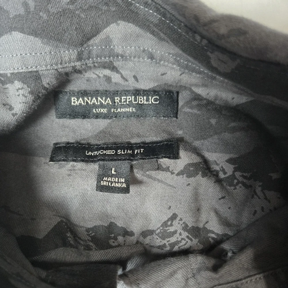 Banana Republic Luxe Flannel Shirt‎ Mens Large Untucked Slim Fit Button Down